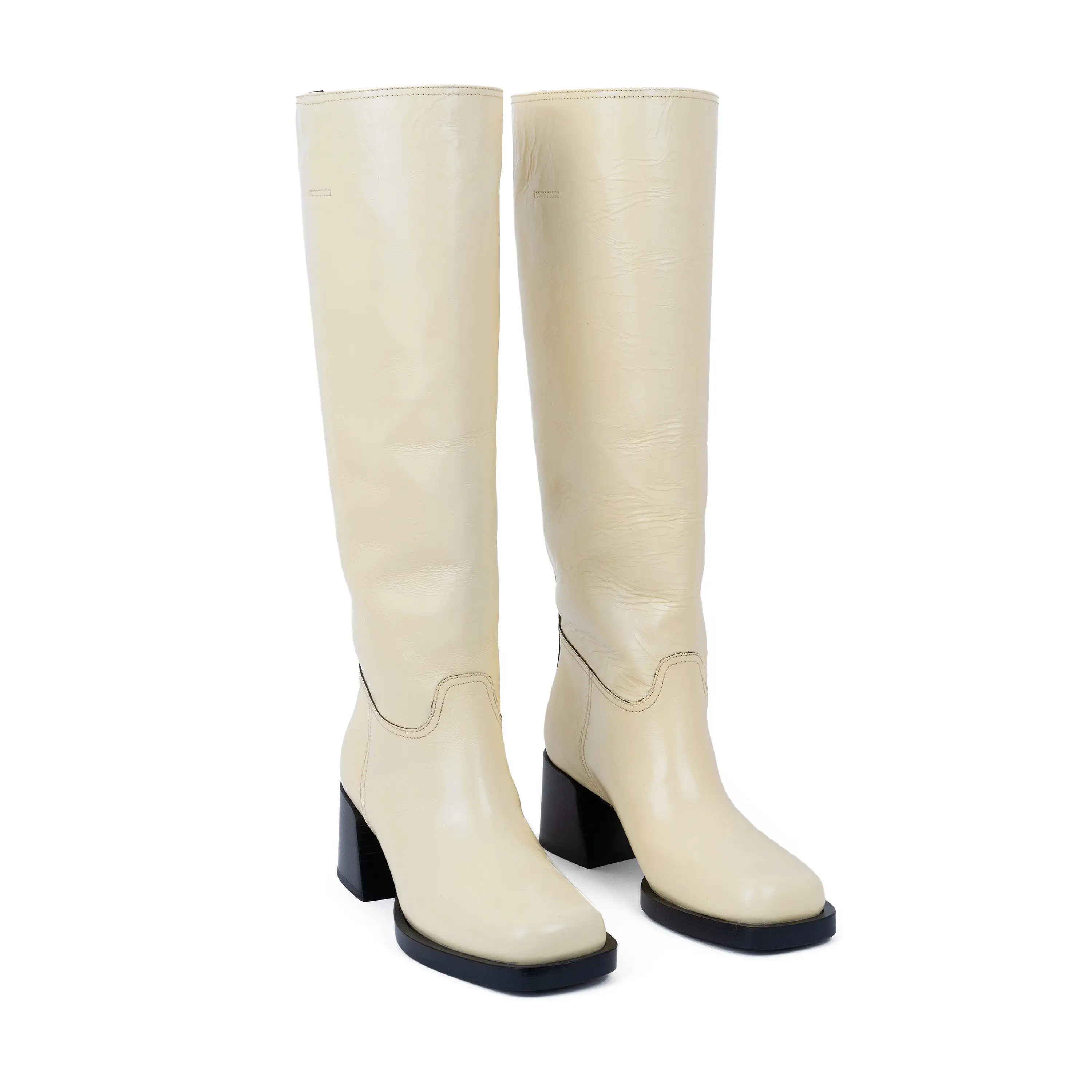 Joan High Boot Ivory Patent