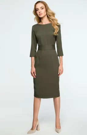 Kaki buttons sheath dress