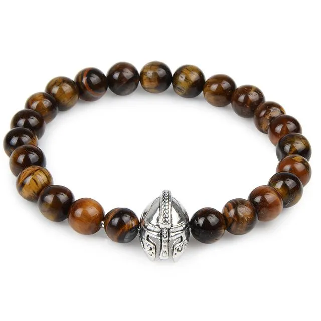 Lava Owl Leopard Lion Animal Head Buddha Beads Natural Stone Bracelet