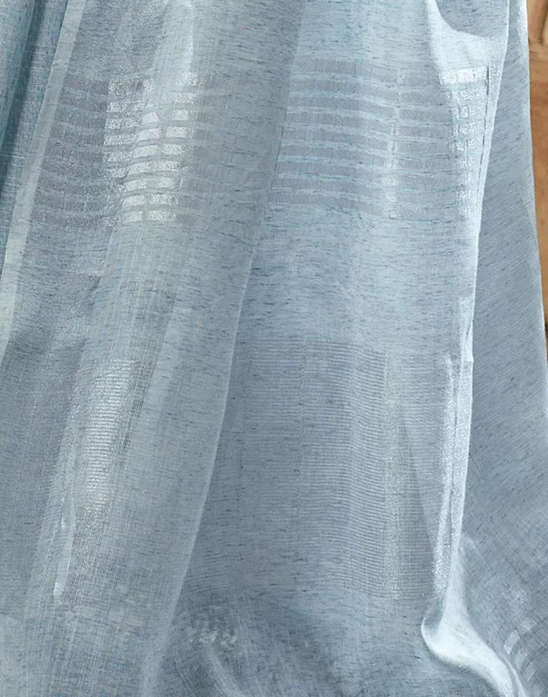 Light Blue Cotton Woven Sarees