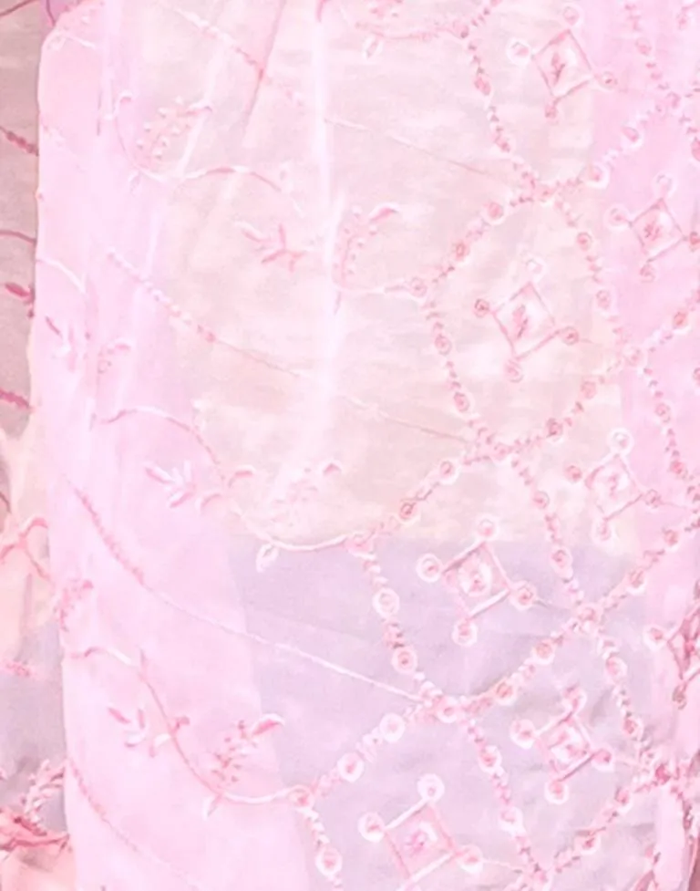 Light Pink Georgette Plain Sarees