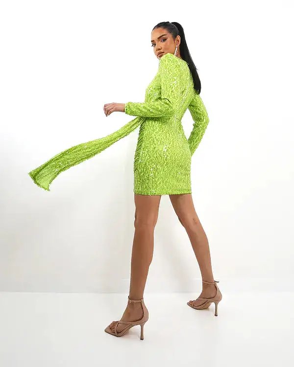 LIME SEQUIN PARTY DRESS