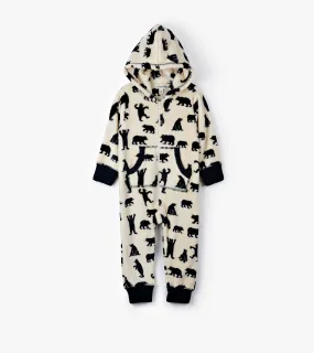 Little Blue House Black Bears Kids' Fleece Jumpsuit