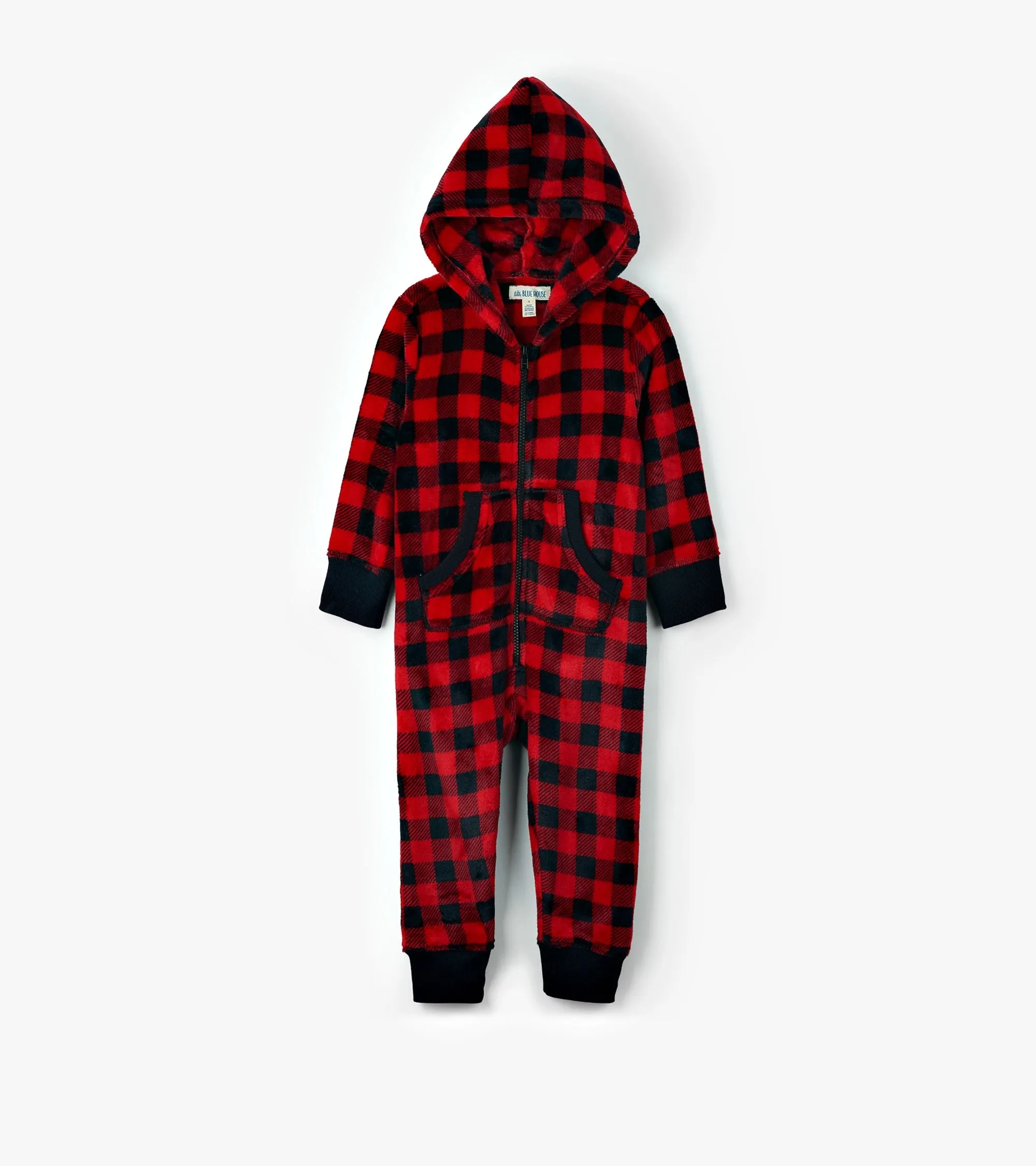 Little Blue House Buffalo Plaid Kids' Fleece Jumpsuit