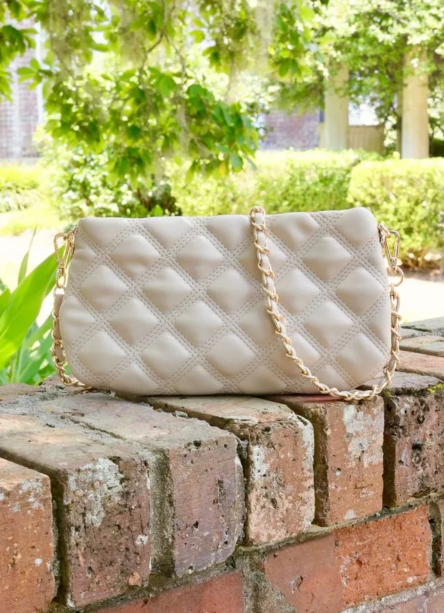 Livi Quilted Crossbody Taupe