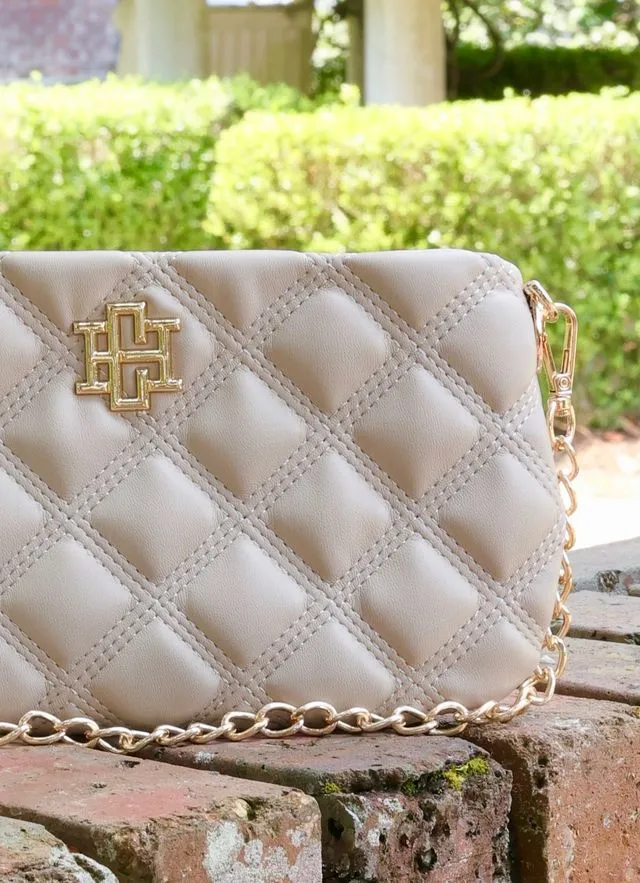 Livi Quilted Crossbody Taupe