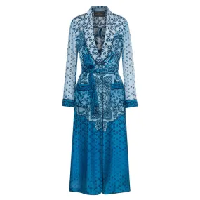 LONG DUSTER SILK HABOTAI Woman Blue 