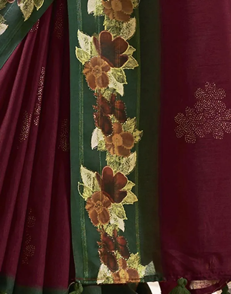 Maroon Silk Printed Sarees