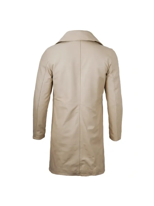 Mens Beige Leather Coat