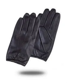 Men's Fashion Genuine Goatskin Leather Black Winter Warm Mittens