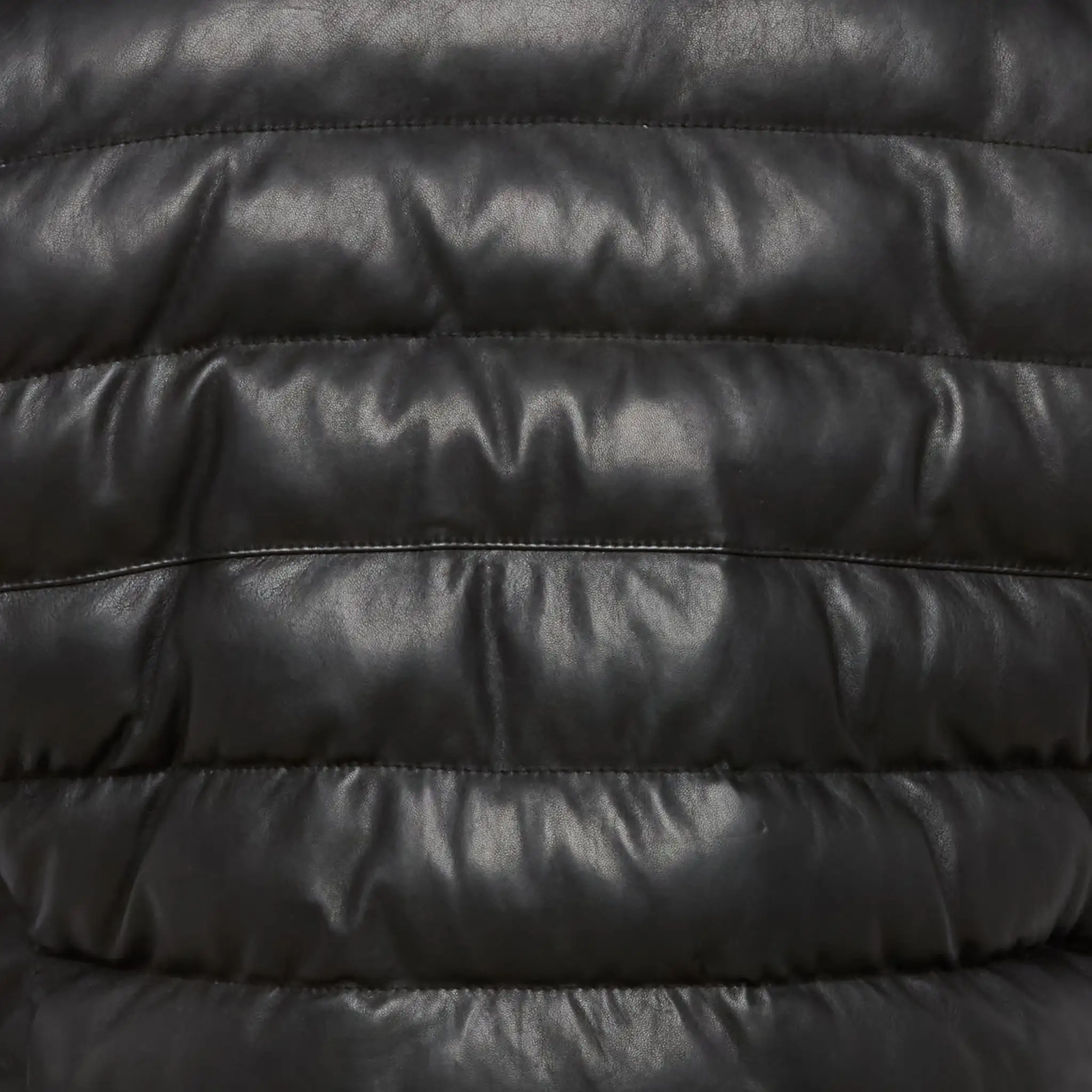 Men's Leather Puffer Vest :: Black