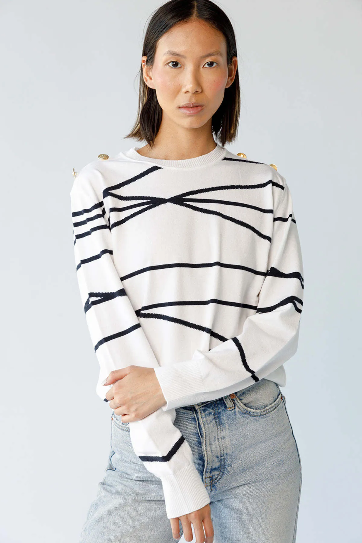 MIKADO MARINIERE Sweater - White/Black