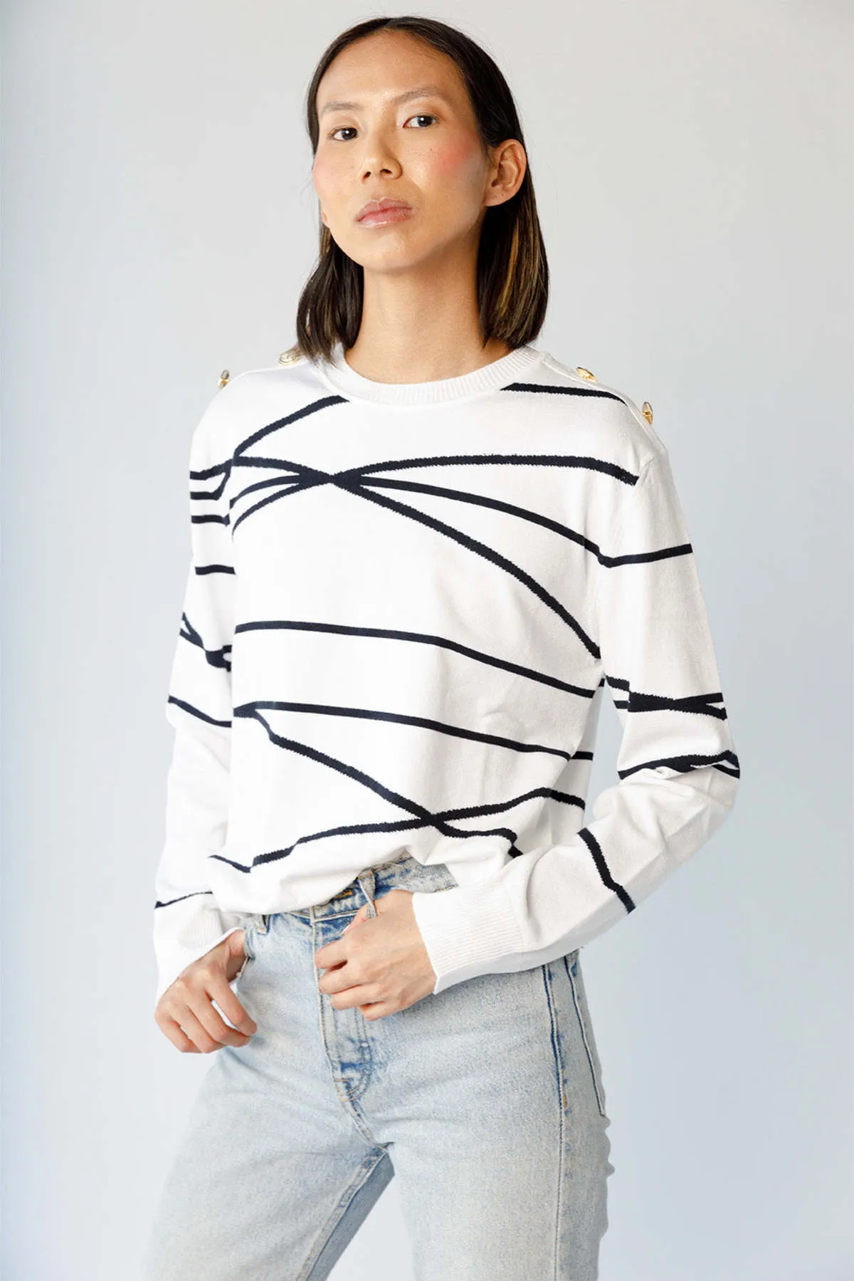 MIKADO MARINIERE Sweater - White/Black