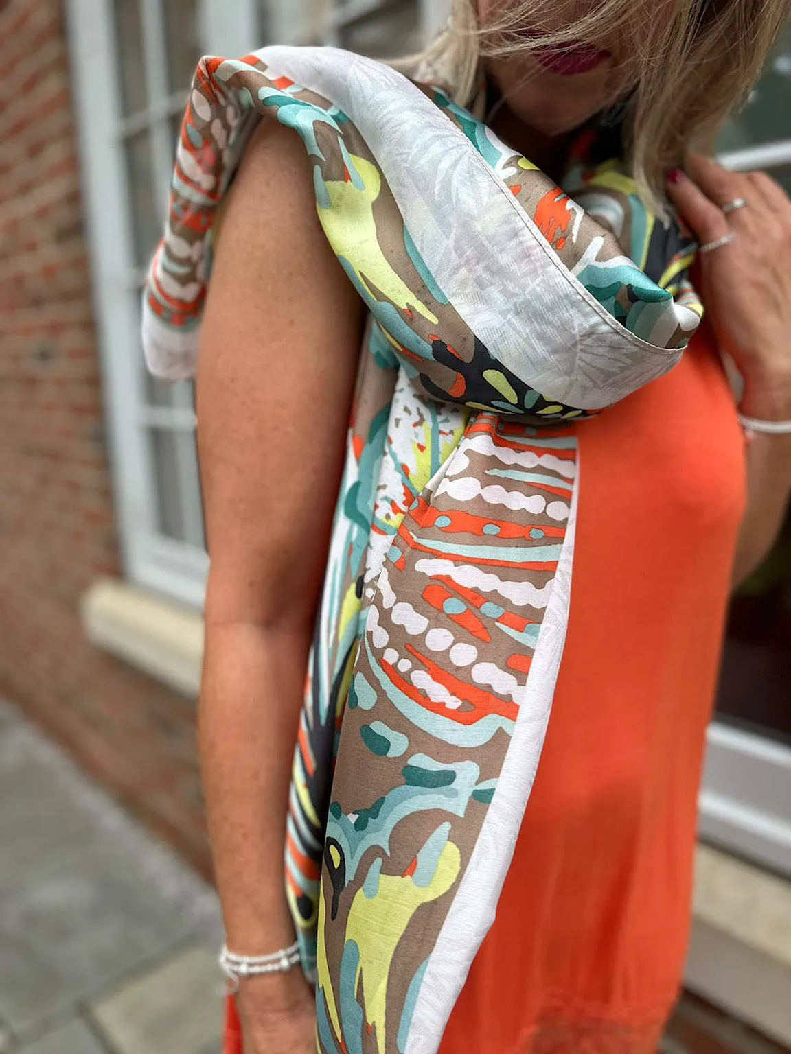 Mocha Leaf Printed Scarf