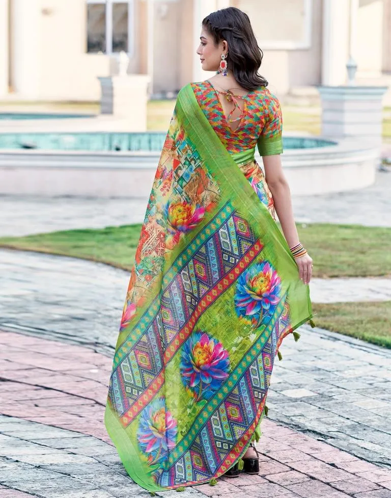 Multi Linen Printed Sarees