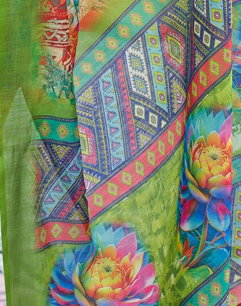 Multi Linen Printed Sarees