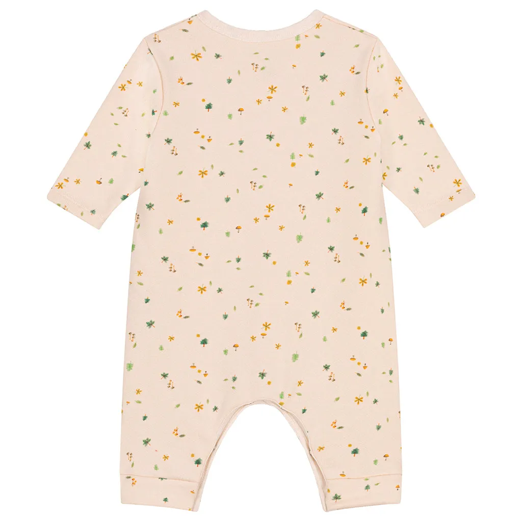 Petit Bateau Baby Fleece Jumpsuit Autumn Print Avalanche Cream