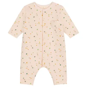 Petit Bateau Baby Fleece Jumpsuit Autumn Print Avalanche Cream