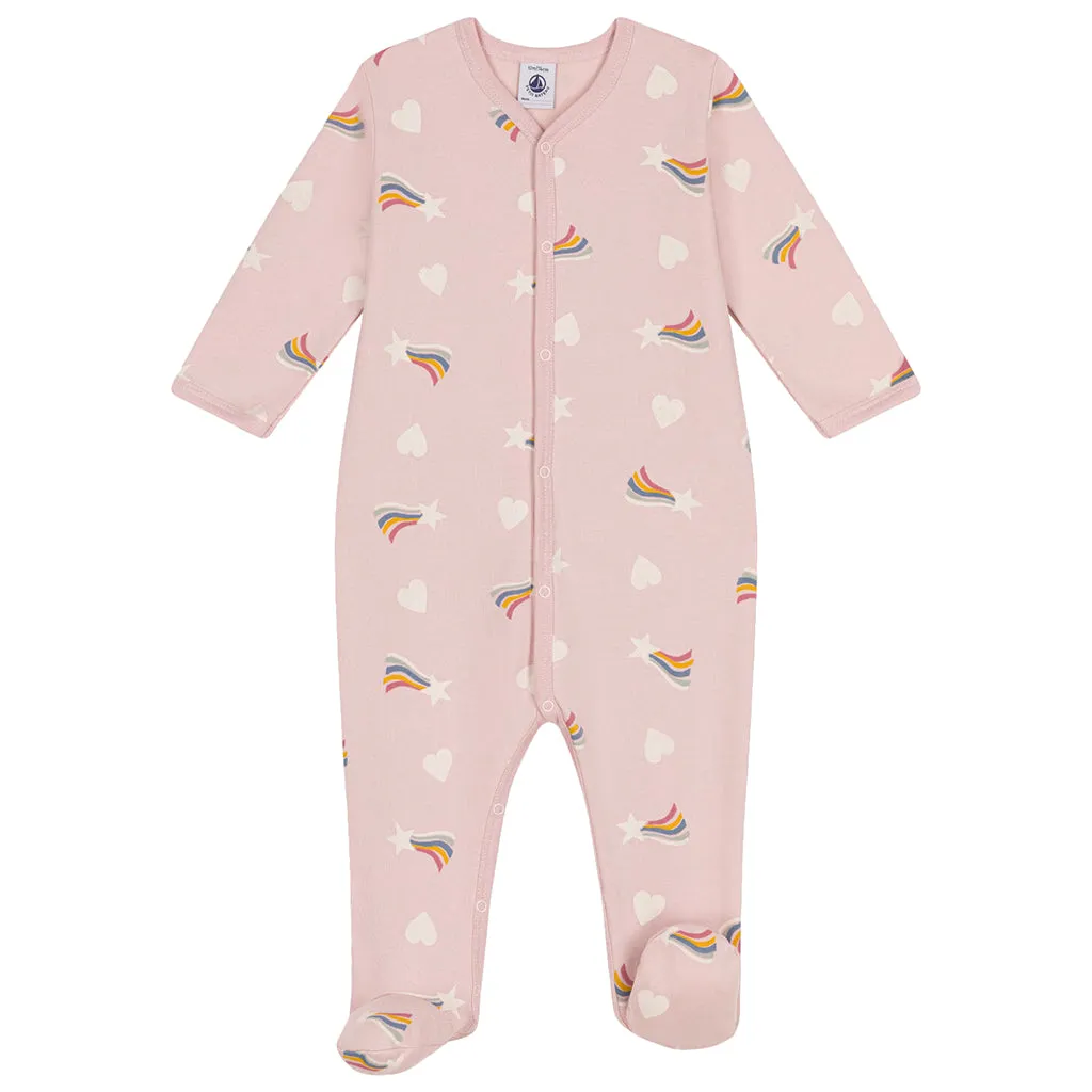 Petit Bateau Baby Pyjamas With Star And Heart Print Saline Pink