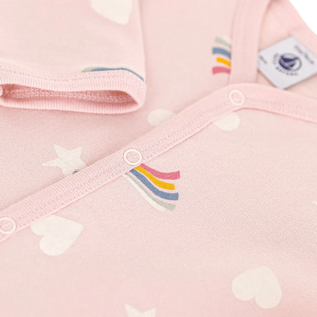 Petit Bateau Baby Pyjamas With Star And Heart Print Saline Pink