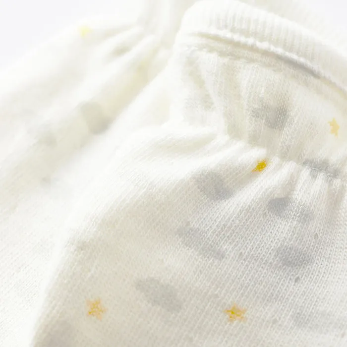 Petit Bateau Baby Tore Mittens White With Cloud Print