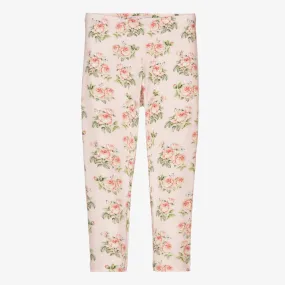 Pink Cotton Floral Leggings