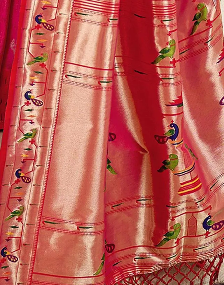 Pink Silk Woven Sarees