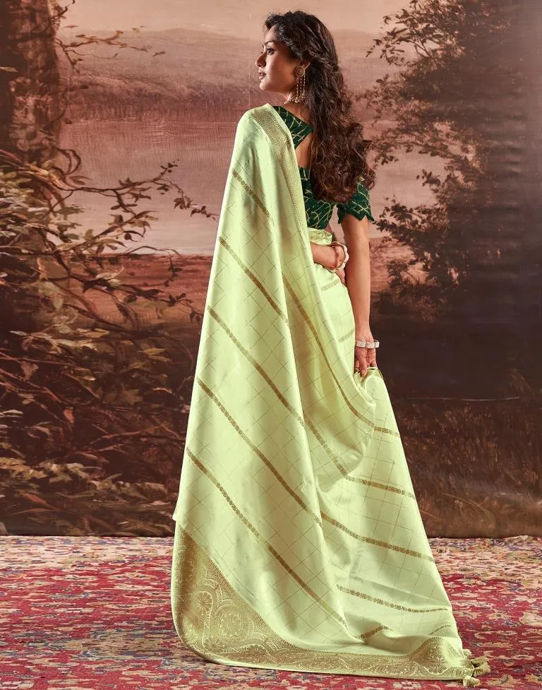 Pista Green Silk Plain Sarees