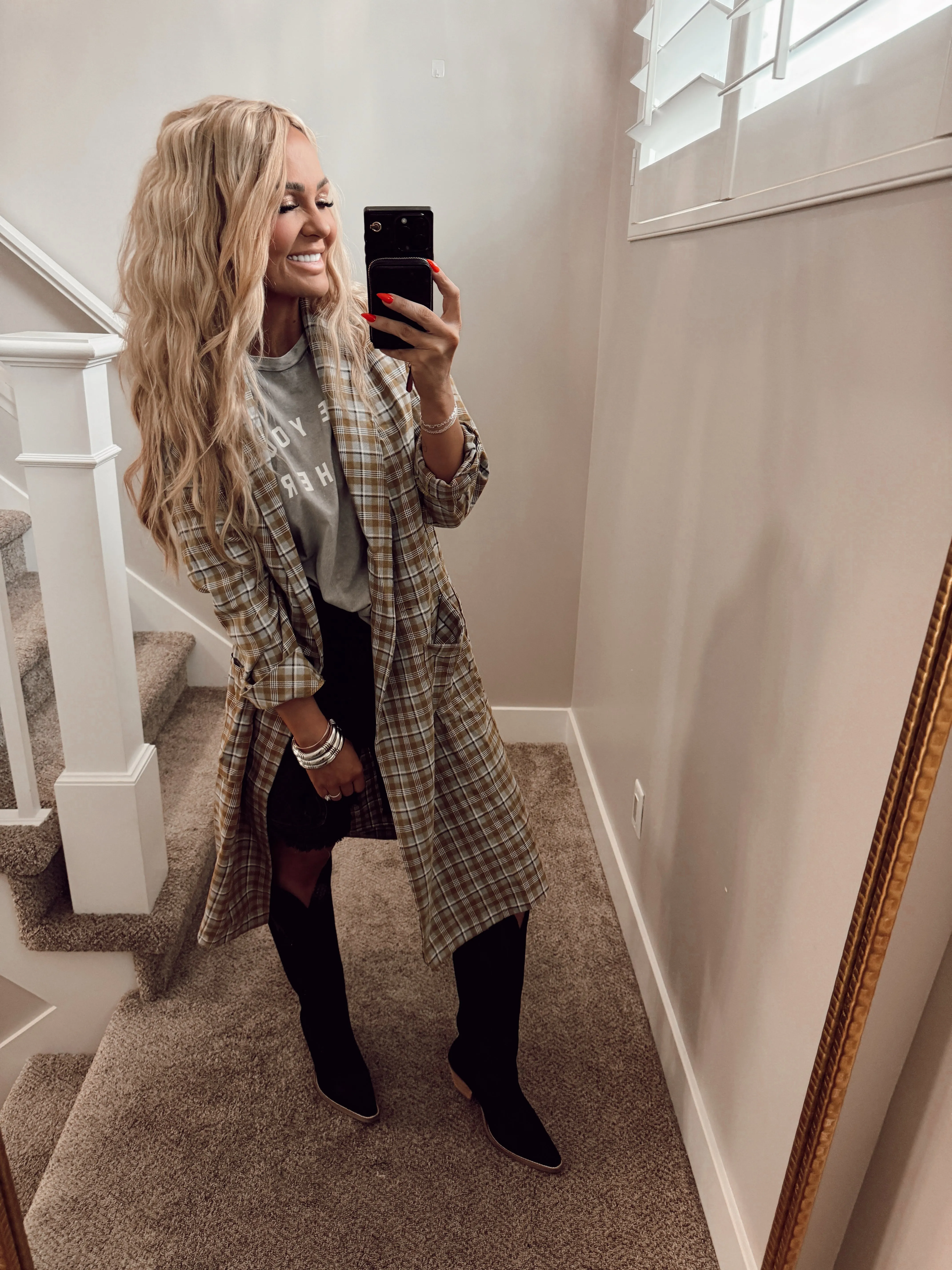 Plaid blazer/duster