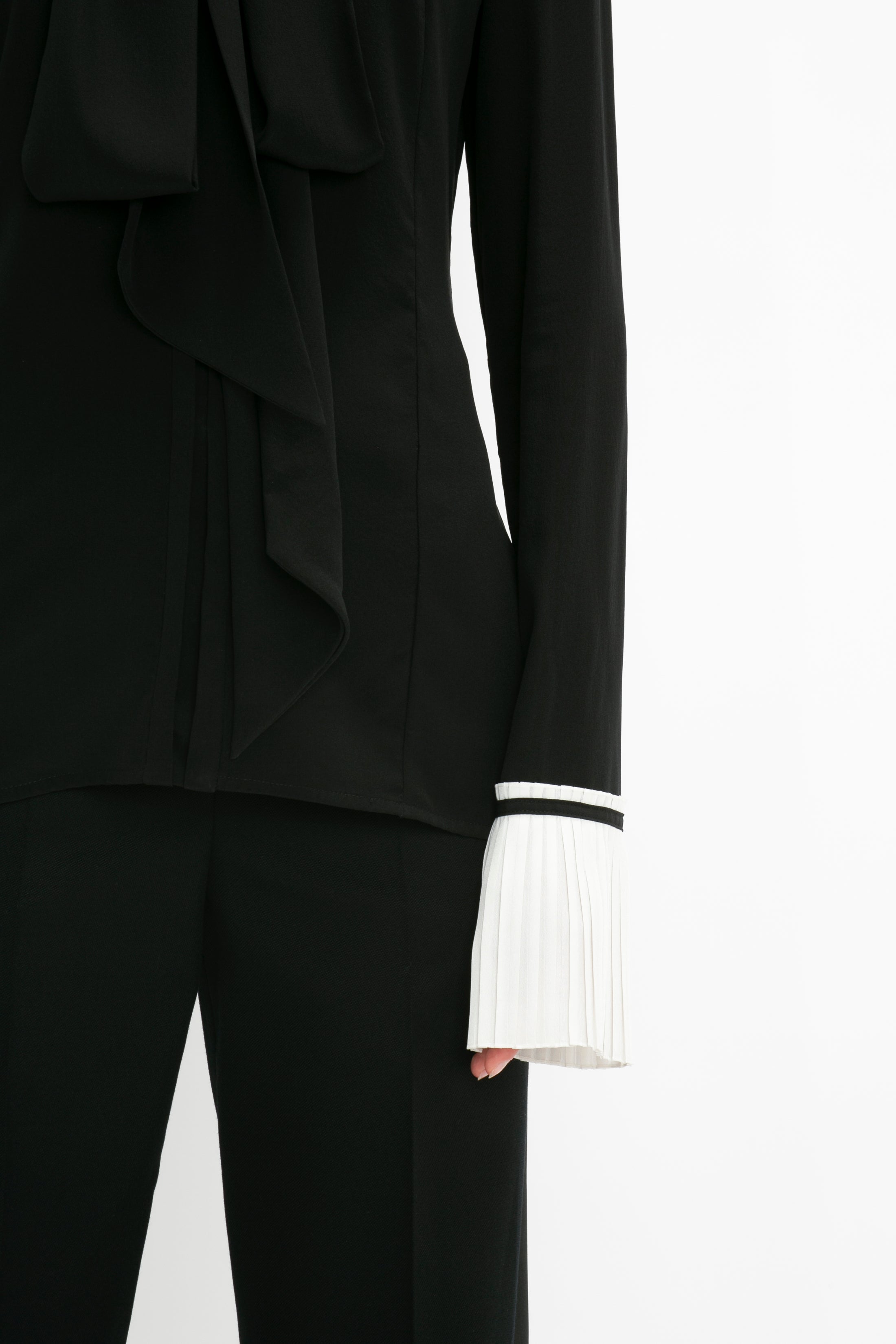 Pleat Cuff Blouse In Black