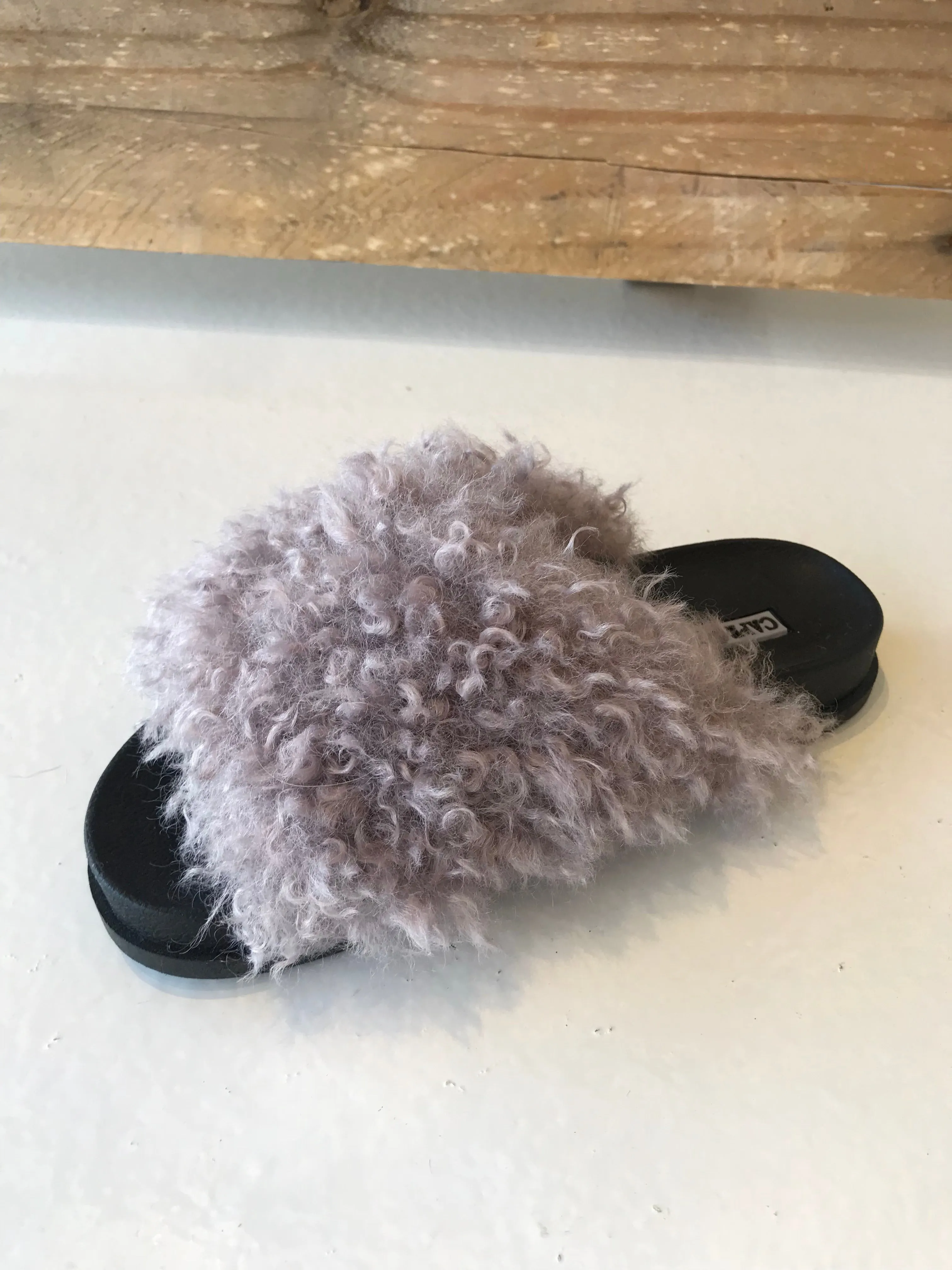 Purple Shearling Slides