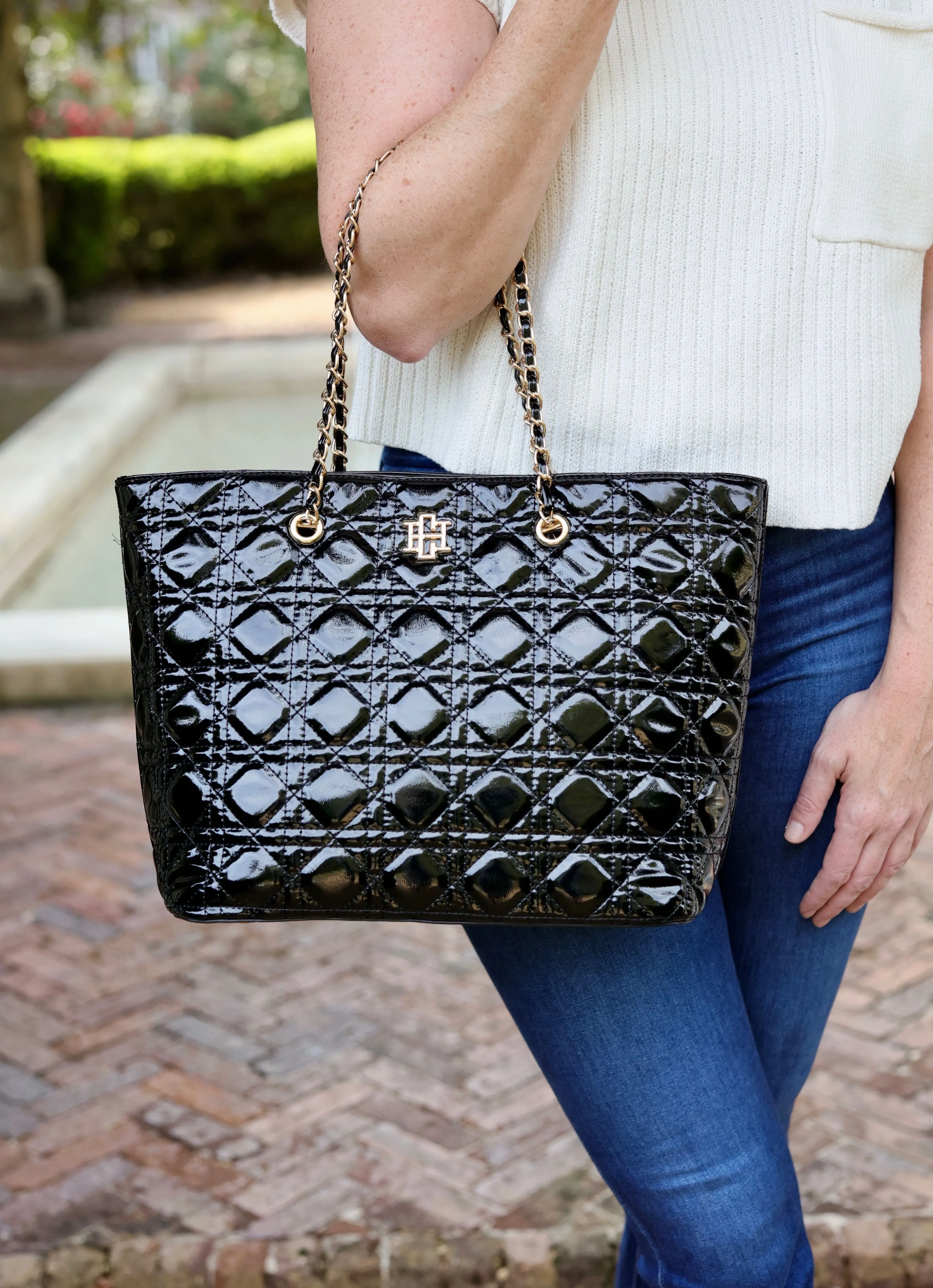 Quentin Quilted Tote Black