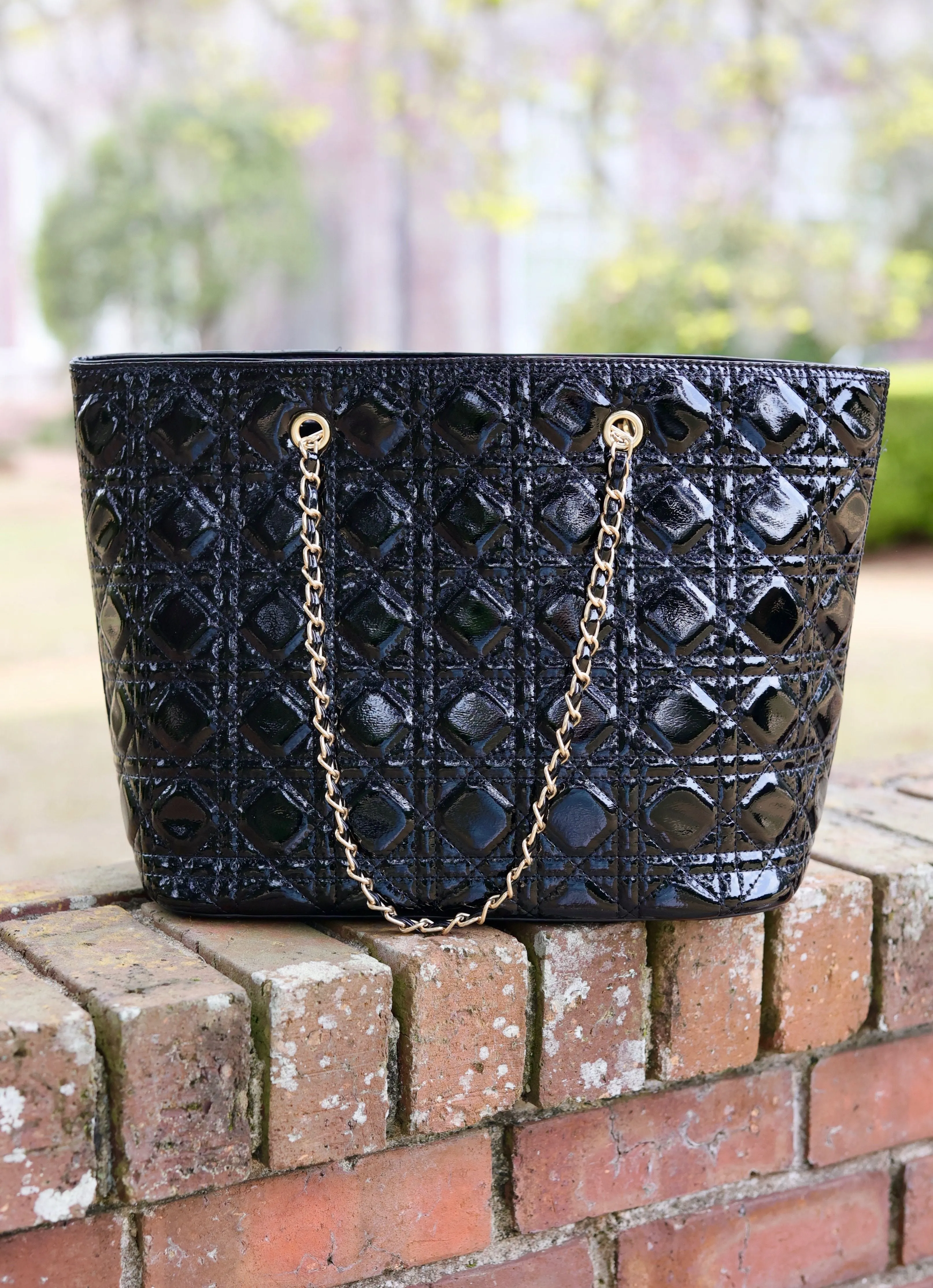 Quentin Quilted Tote Black