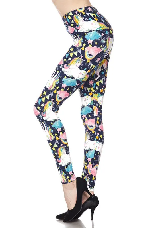 Rainbow Unicorn Party Print Soft Leggings