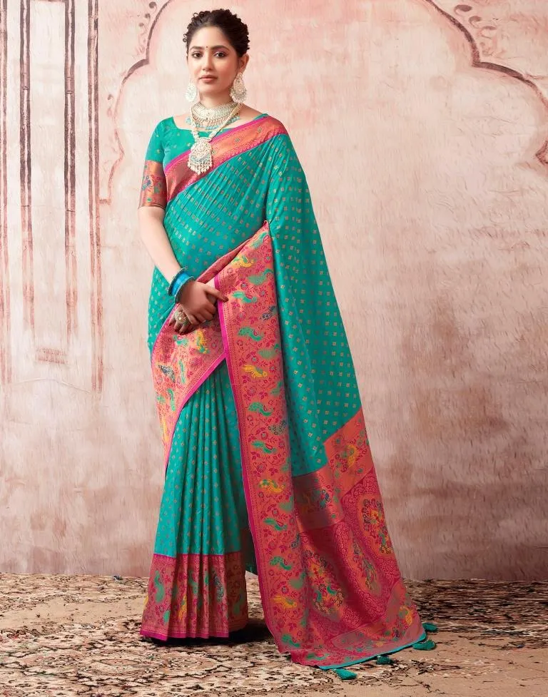 Rama Green Silk Plain Sarees