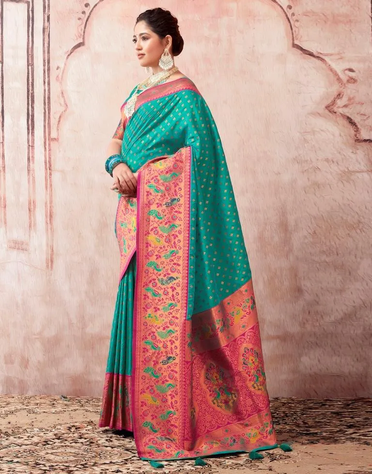 Rama Green Silk Plain Sarees