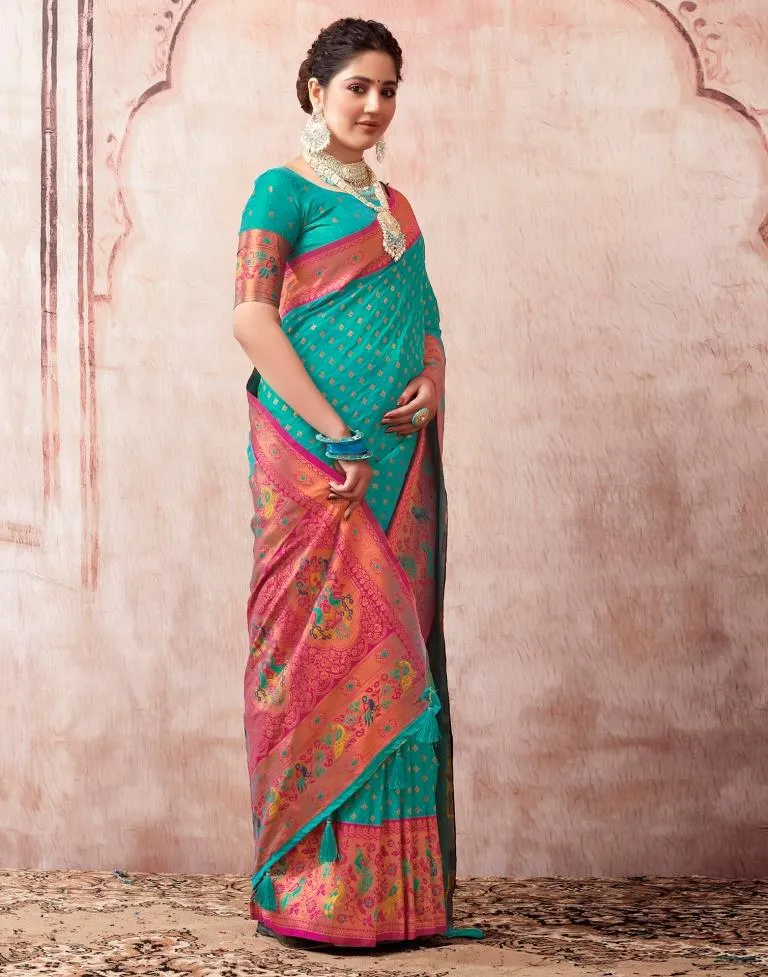 Rama Green Silk Plain Sarees