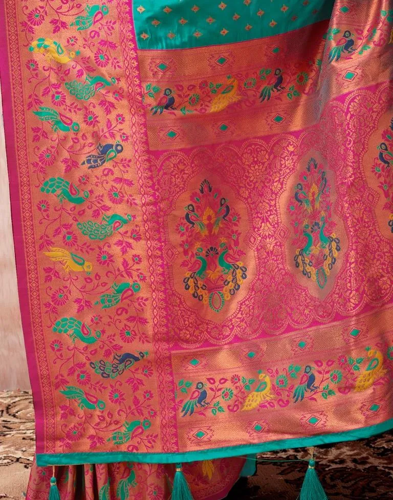 Rama Green Silk Plain Sarees