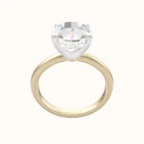 Rounded Solitaire Engagement Ring With V Prong with Hidden Halo Head