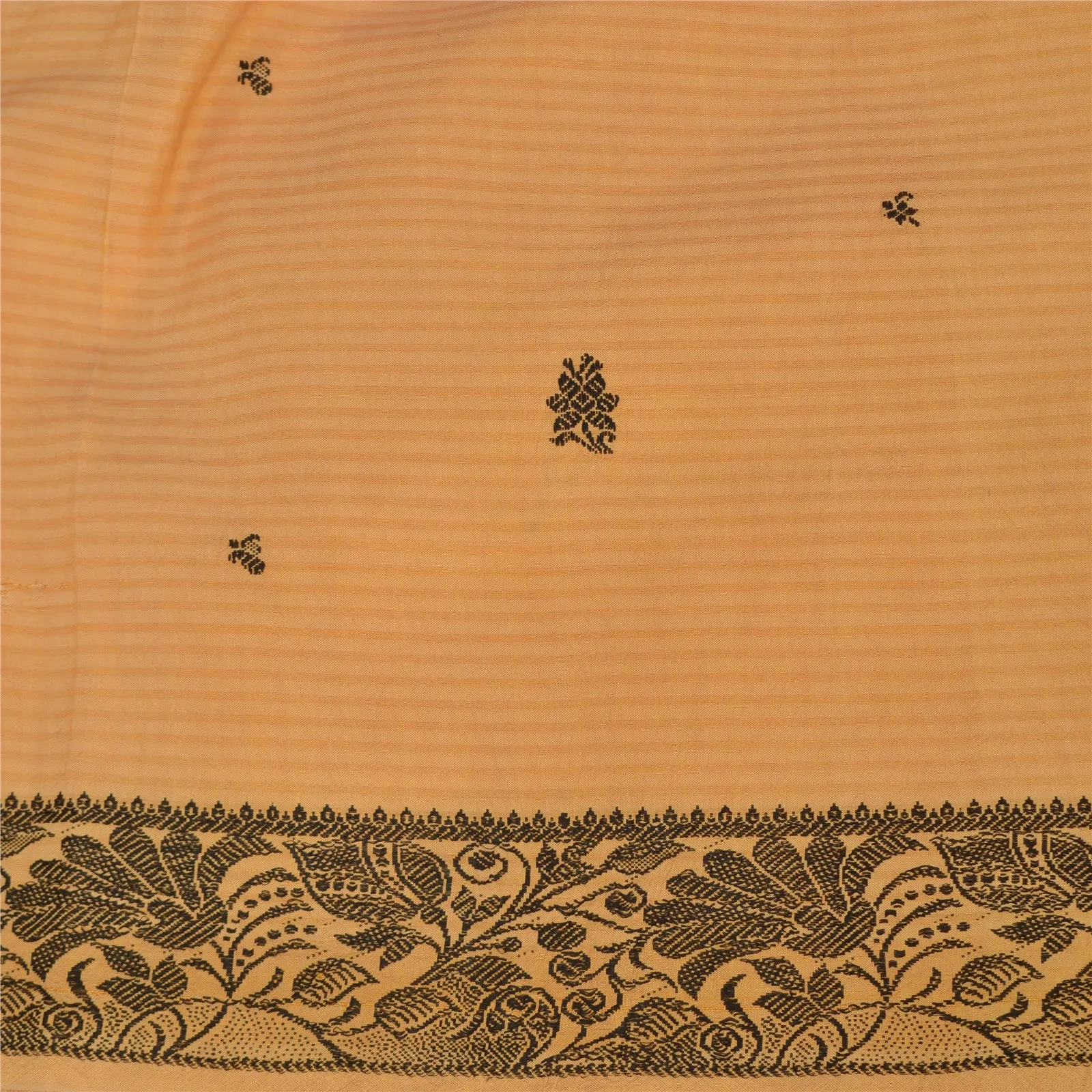 Sanskriti Vintage Beige Indian Sarees Pure Silk Woven Premium Sari Craft Fabric