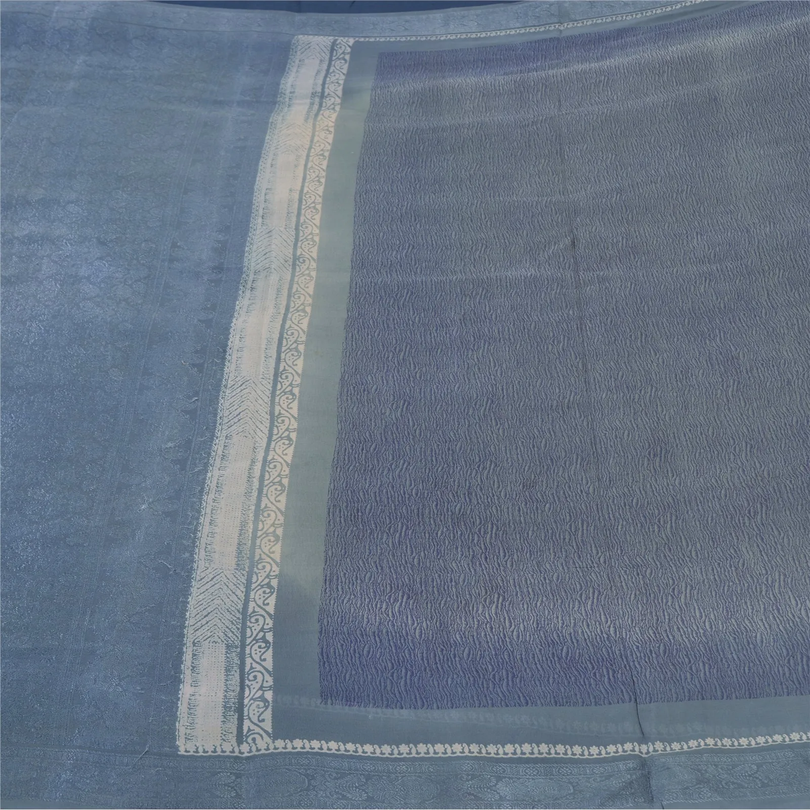 Sanskriti Vintage Blue Bollywood Sarees Pure Georgette Silk Woven Sari Fabric