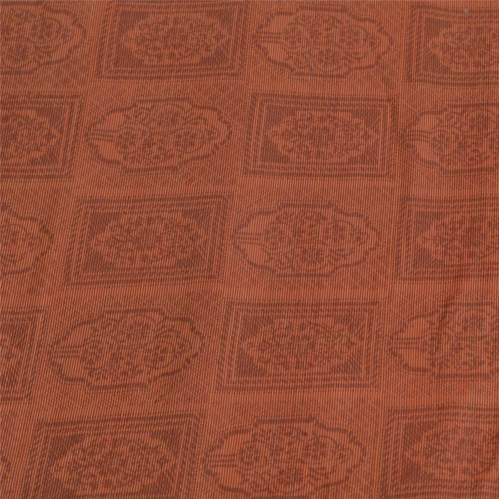 Sanskriti Vintage Brown Sarees 100% Pure Silk Printed Sari Craft 5 Yard Fabric