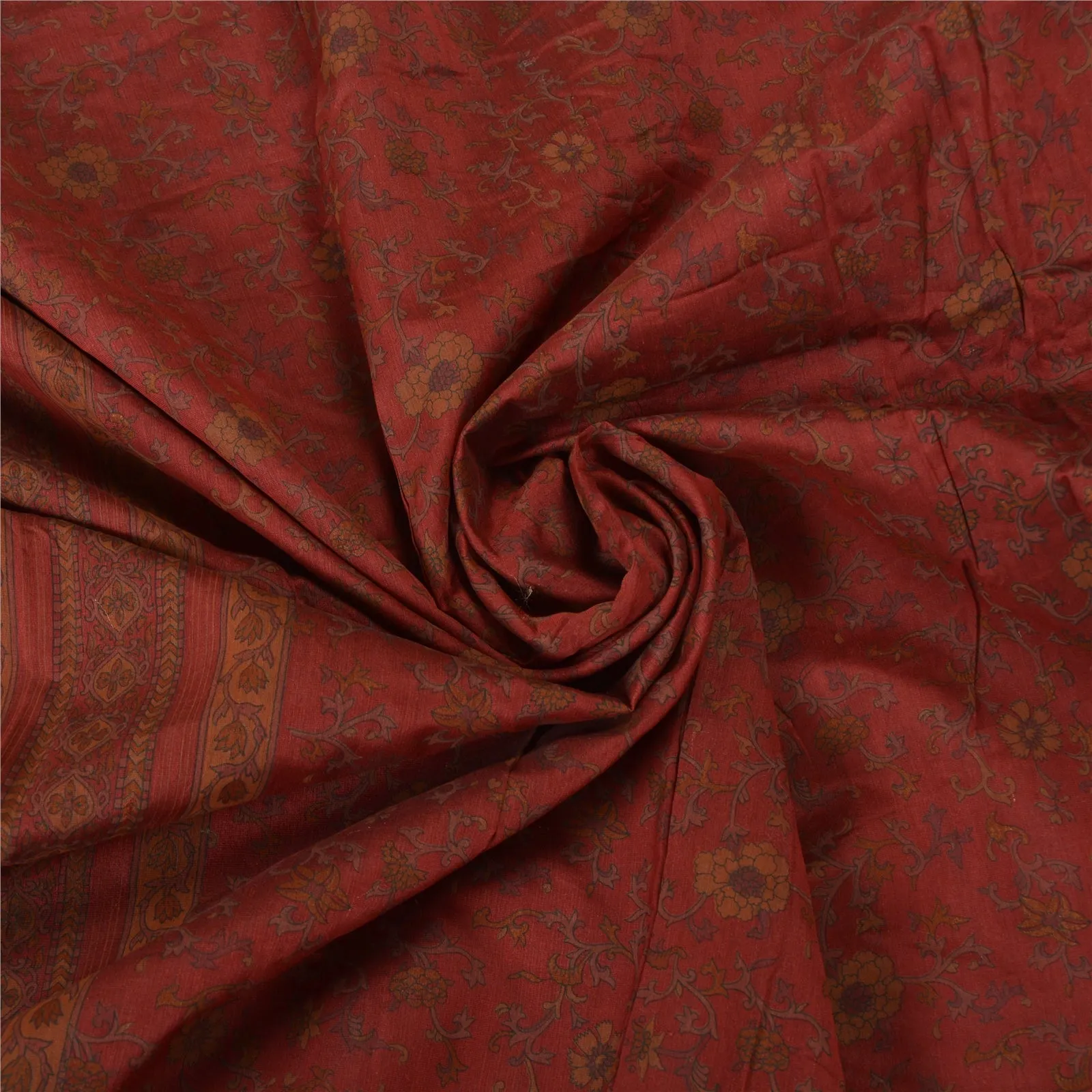 Sanskriti Vintage Dark Red Sarees Pure Cotton Block Printed Premium Sari Fabric