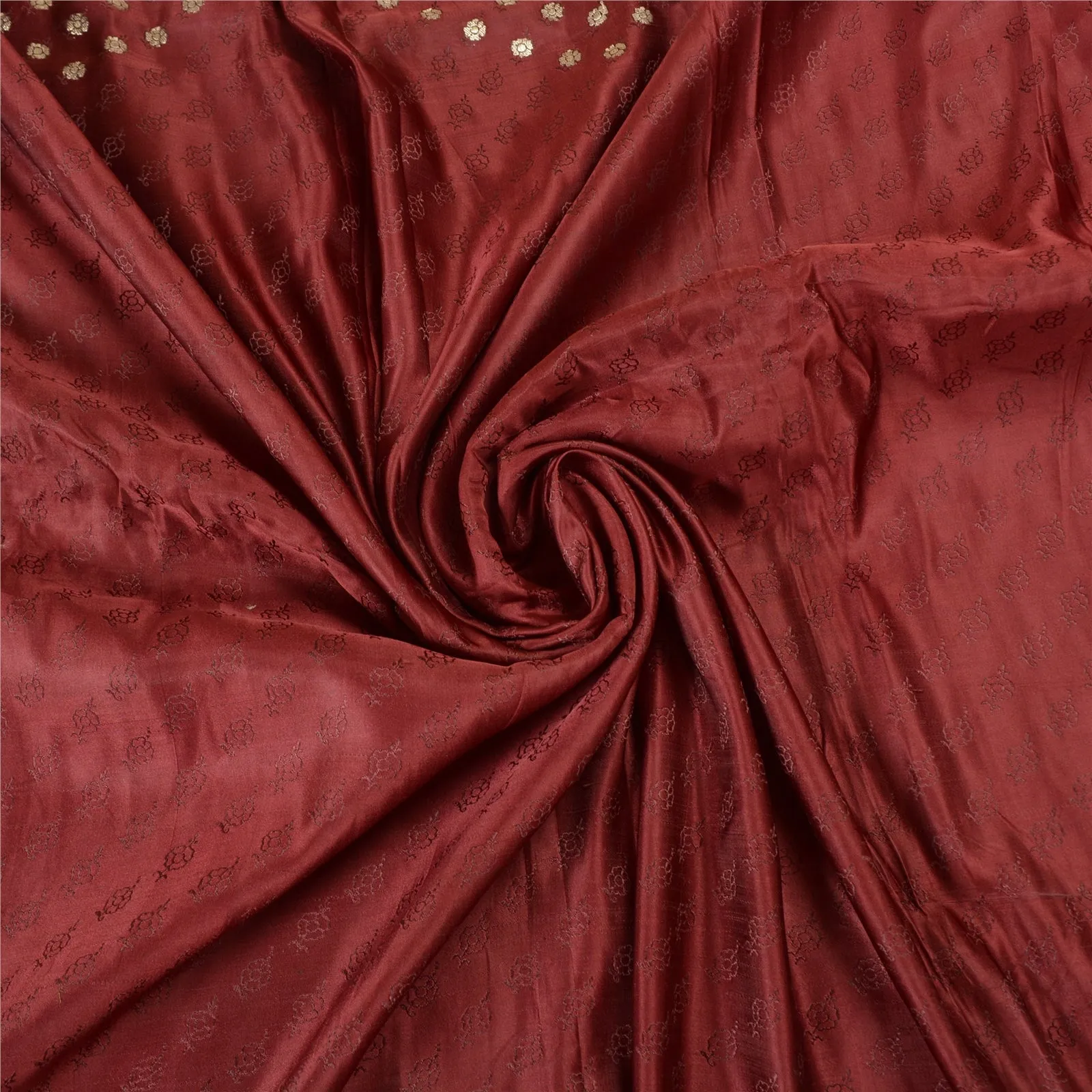 Sanskriti Vintage Dark Red Sarees Pure Silk Woven Brocade/Banarasi Sari Fabric