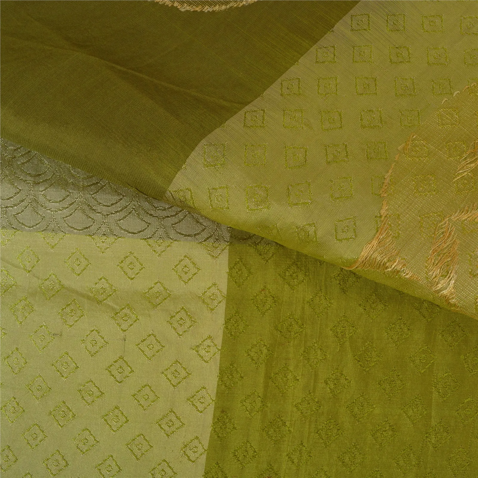 Sanskriti Vintage Green Sarees Pure Silk Woven Banarasi Peacock Sari Fabric