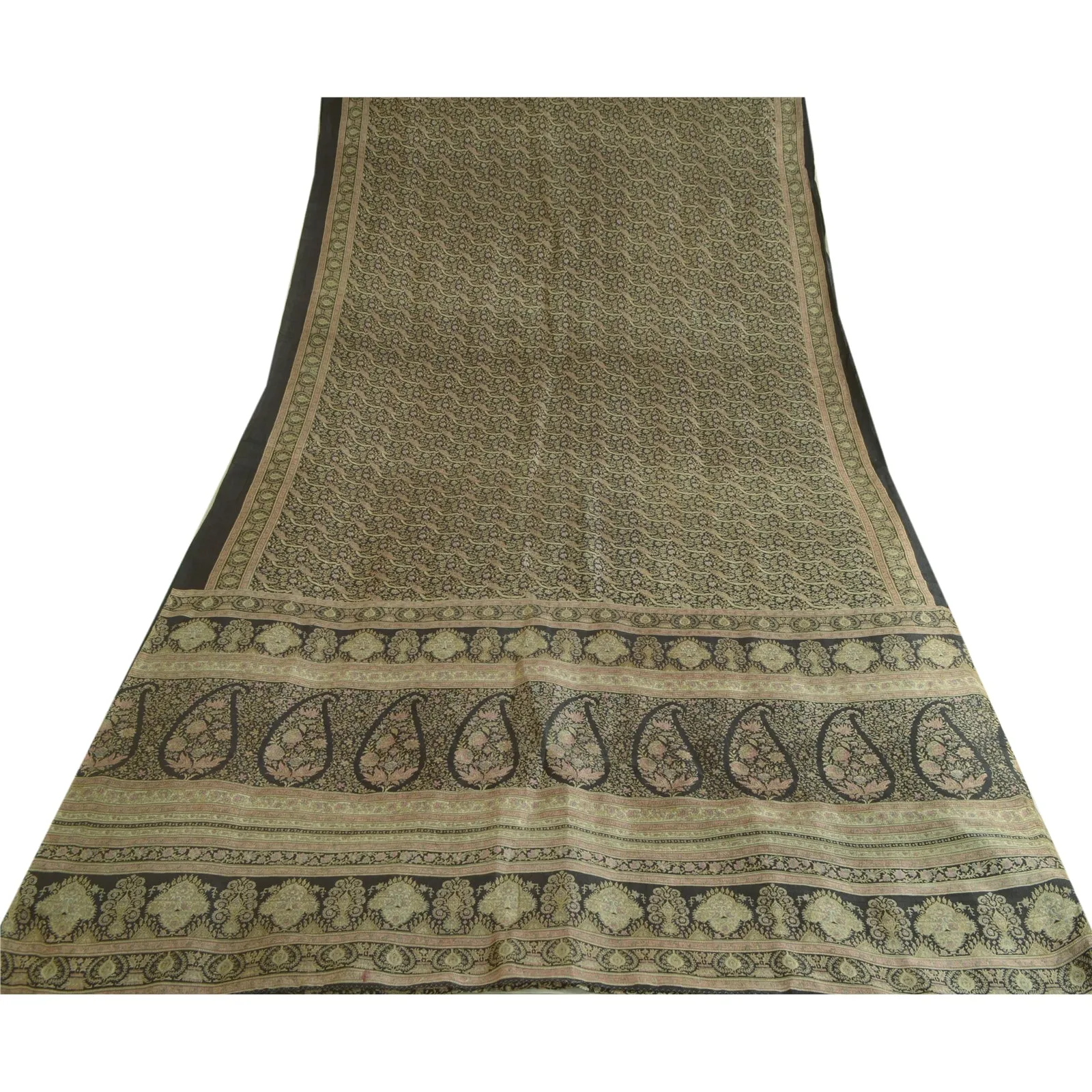 Sanskriti Vintage Sarees 5yd Pure Silk Print Sari Quilting Felting Craft Fabric