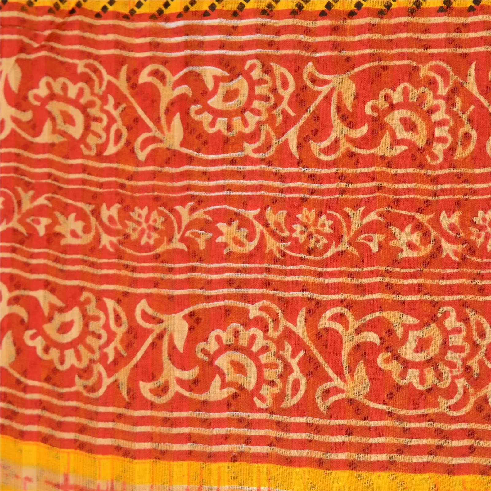 Sanskriti Vintage Sarees Multi Indian Printed Pure Cotton Sari 5yd Craft Fabric