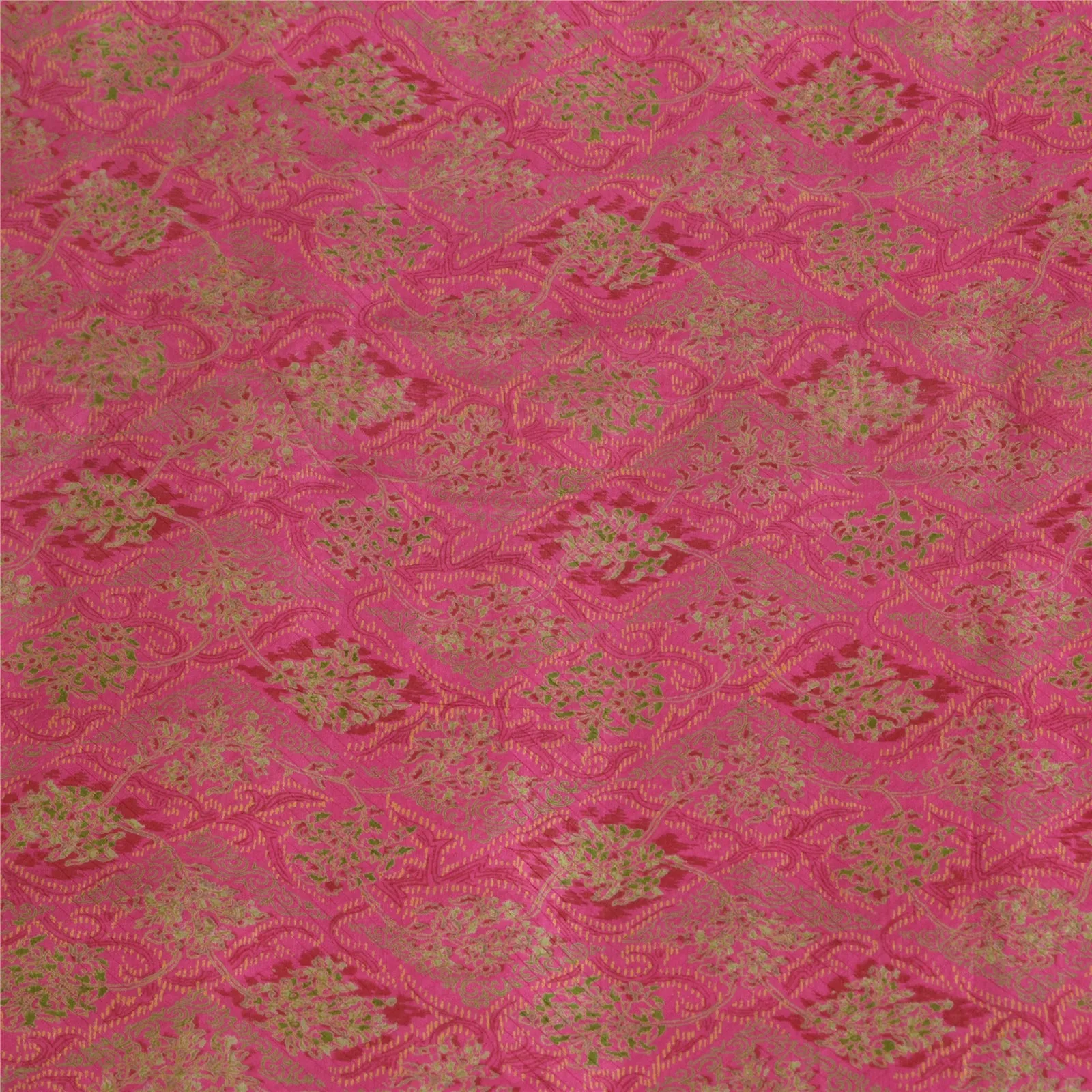 Sanskriti Vintage Sarees Pink 100% Pure Silk Printed Sari Soft 5yd Craft Fabric