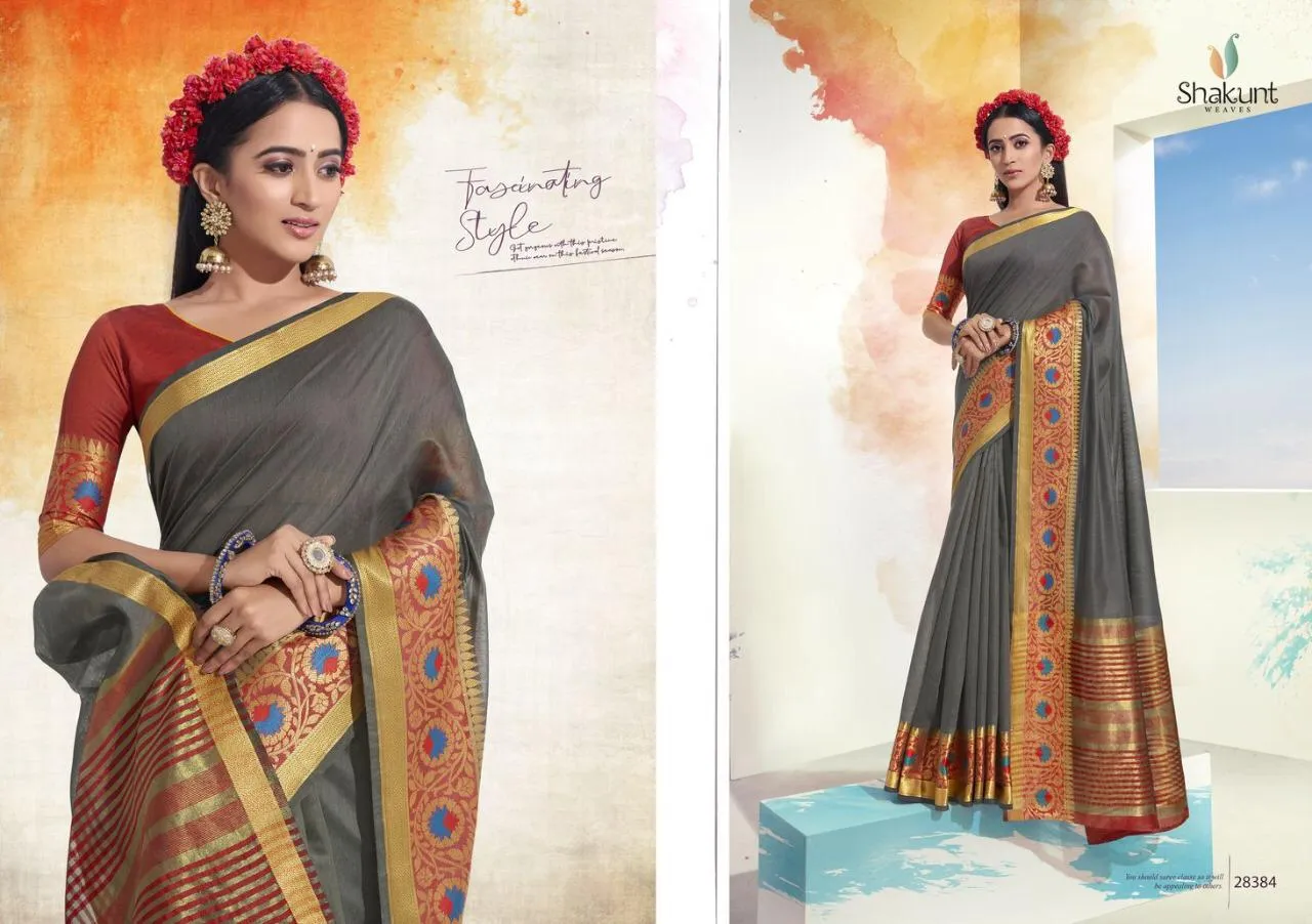 Shakunt  Sarees Presents Indumati Cotton Weaving Fancy Designer Sarees