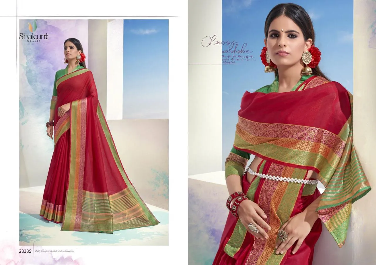 Shakunt  Sarees Presents Indumati Cotton Weaving Fancy Designer Sarees